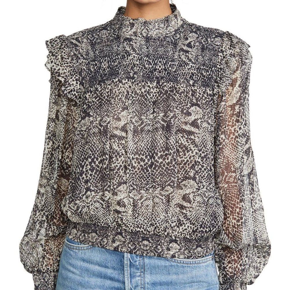 Free People Womens Roma Smocked Short Blouse Size L